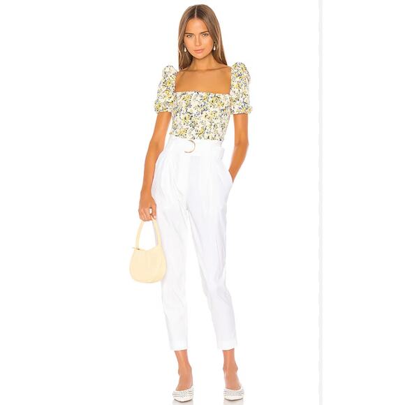 Lovers & Friends Yellow Floral Puff Sleeve Square Neck Cottagecore Romantic XL - Picture 9 of 9